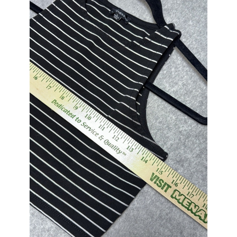 Shine Star Athletic Cropped Top Black & White Striped Womens Sz Large - Picture 4 of 6